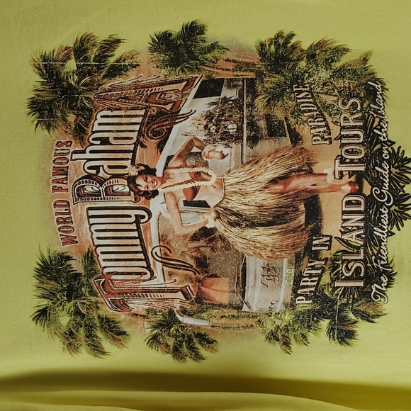 Tommy Bahama yellow print island tours T-Shirt in a size Medium - Picture 4 of 5